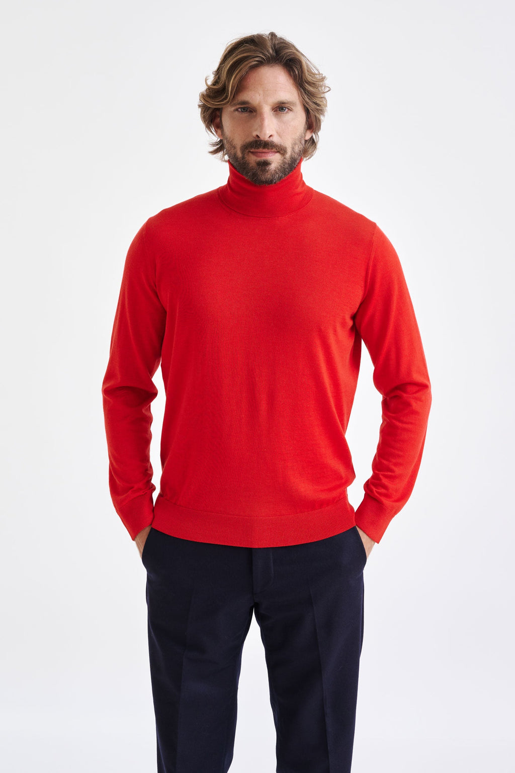 Carmine Cashmere Merino Silk Blend Telford Turtleneck Sweater