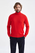 Carmine Cashmere Merino Silk Blend Telford Turtleneck Sweater