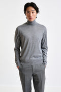 Mid-Grey Cashmere Merino Silk Blend Telford Turtleneck Sweater