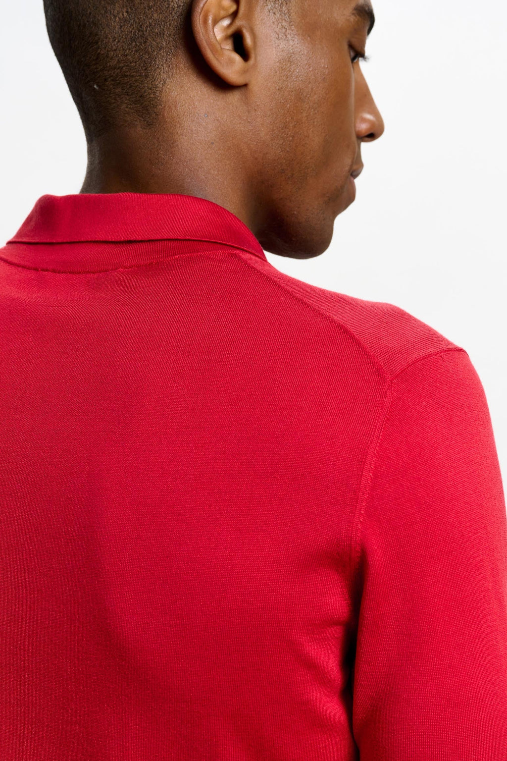 Carmine Silk Knitted Short Sleeve Open Collar Cawdor Polo Shirt — detail 4