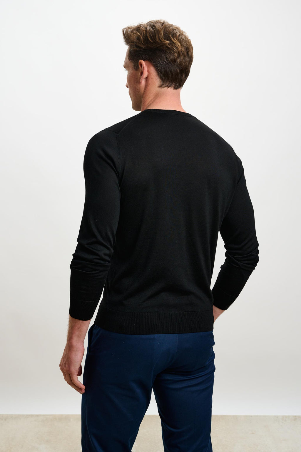 Black Silk Crewe Long Sleeve Sweater — detail 2