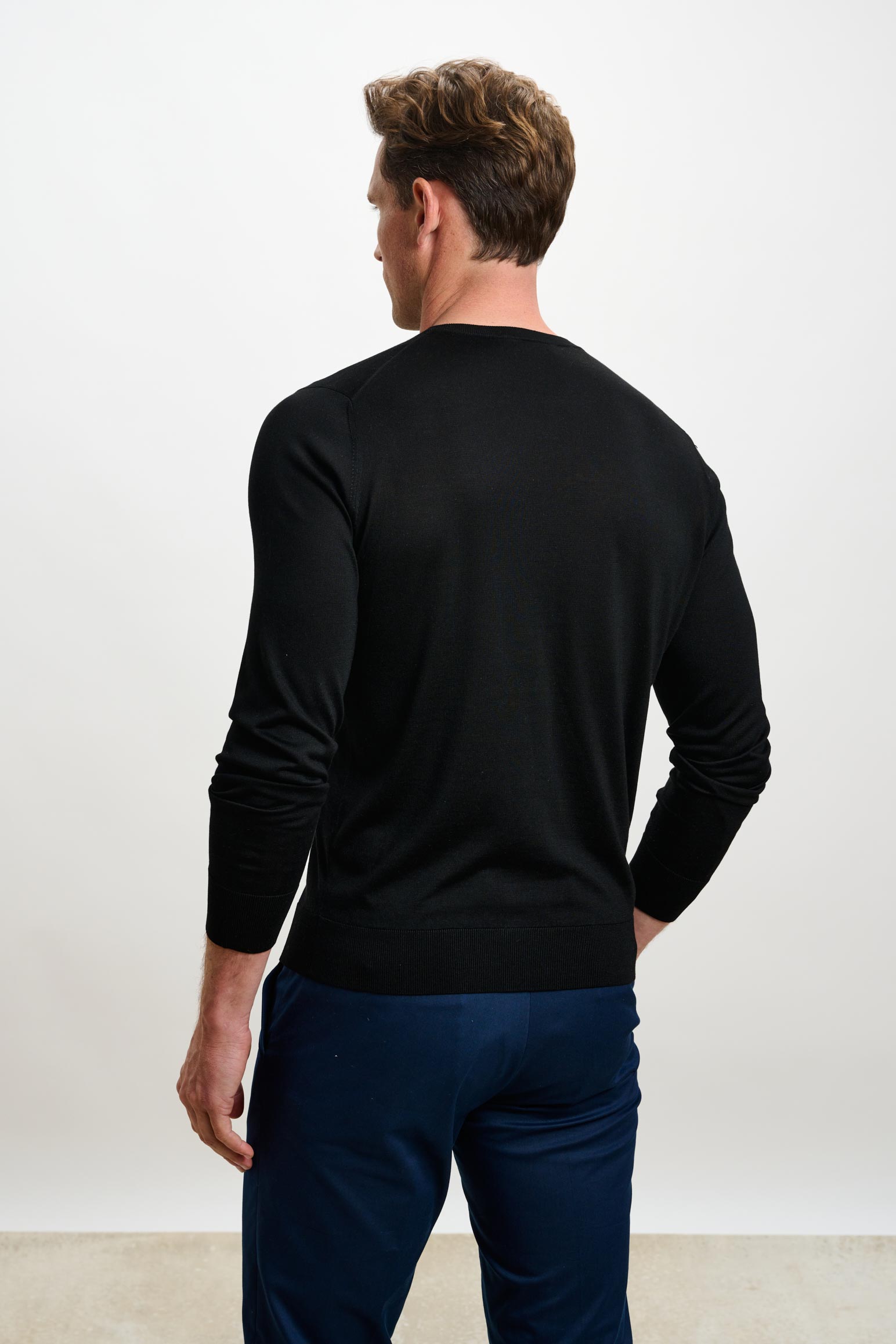 Black Silk Crewe Long Sleeve Sweater — detail 2