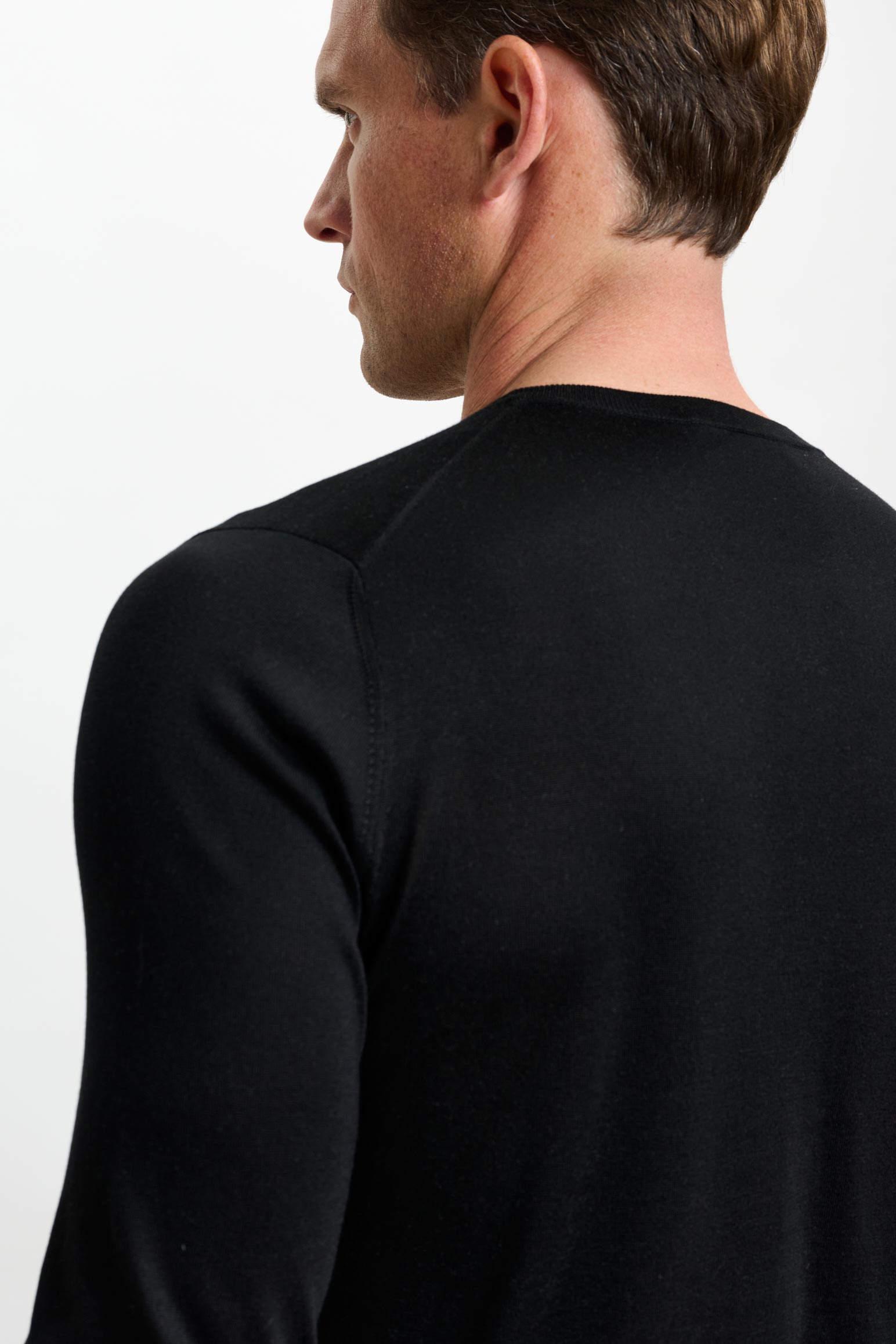 Black Silk Crewe Long Sleeve Sweater — detail 3