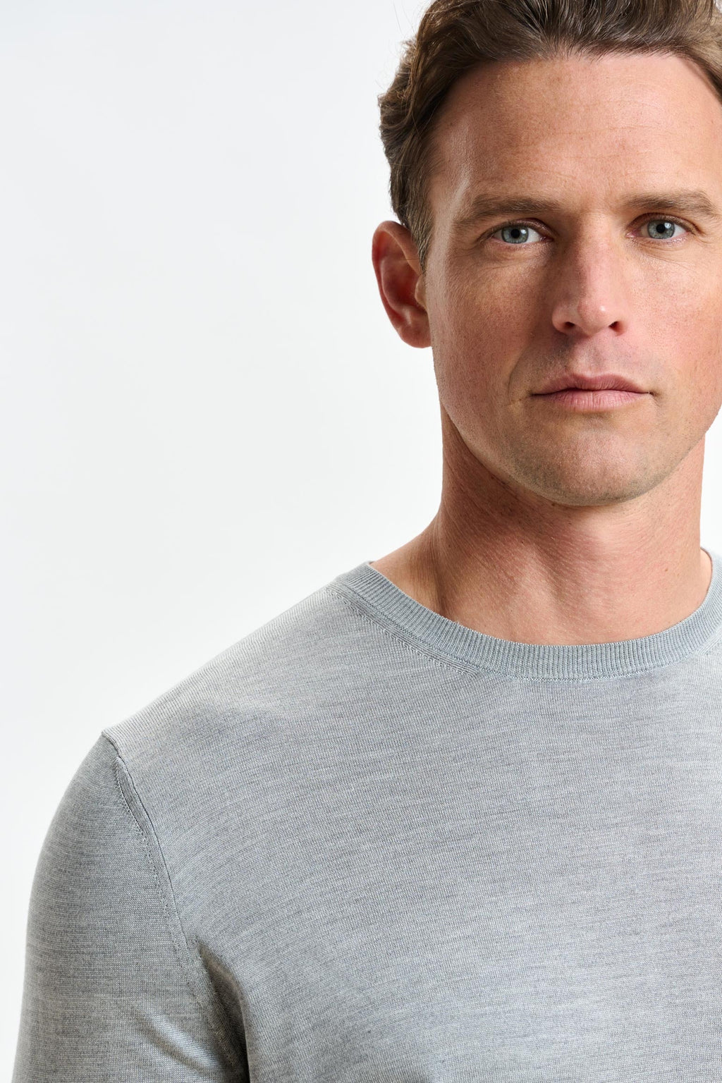 Grey Silk Crewe Long Sleeve Sweater — detail 1