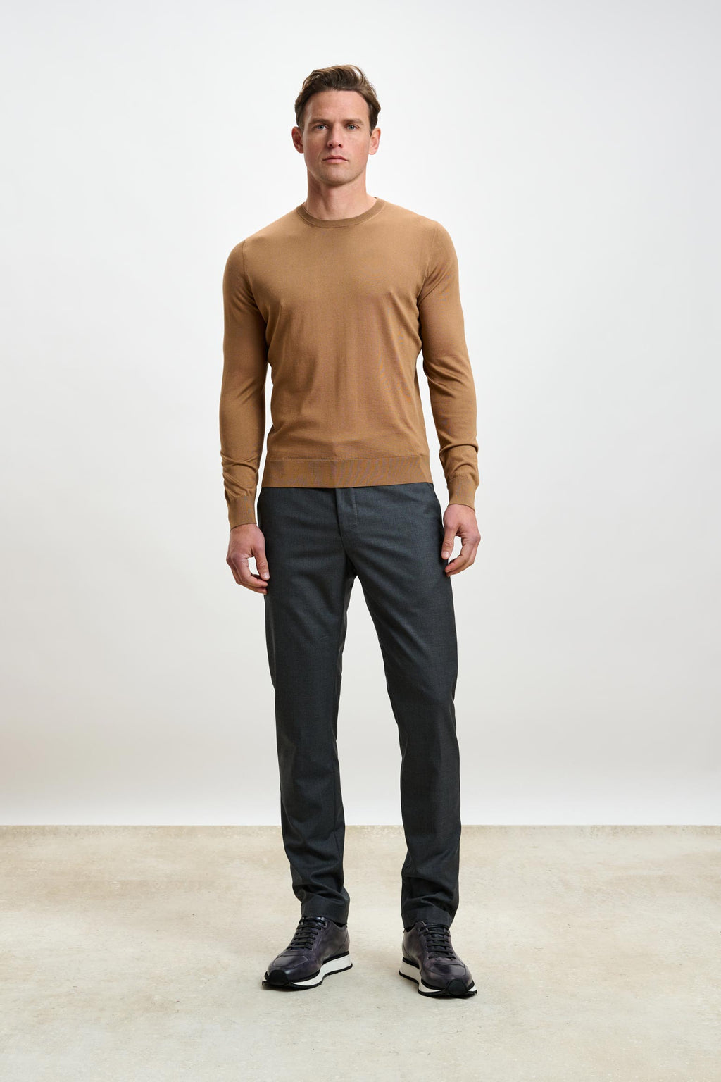 Tobacco Silk Crewe Long Sleeve Sweater — detail 1