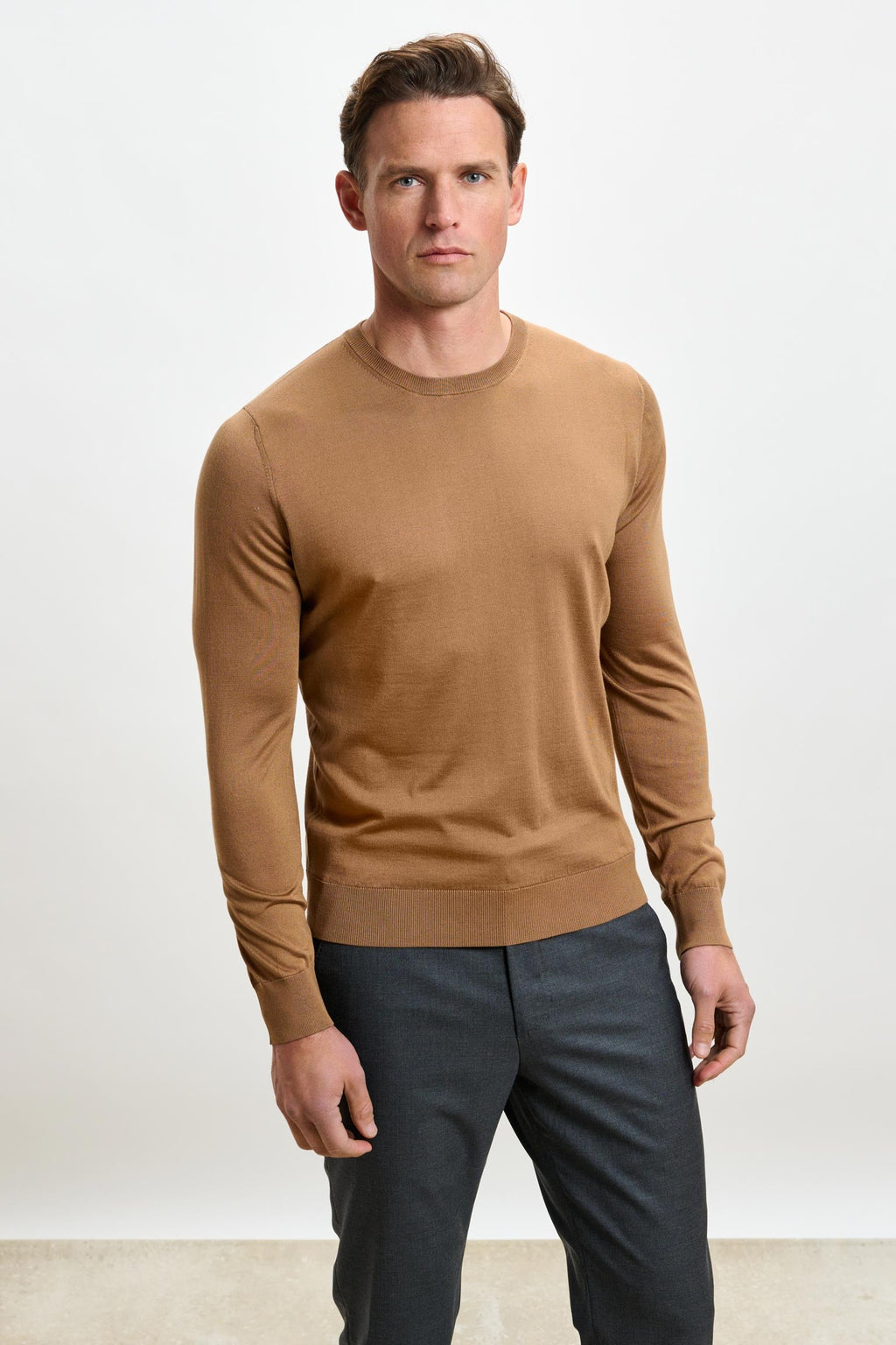 Tobacco Silk Crewe Long Sleeve Sweater