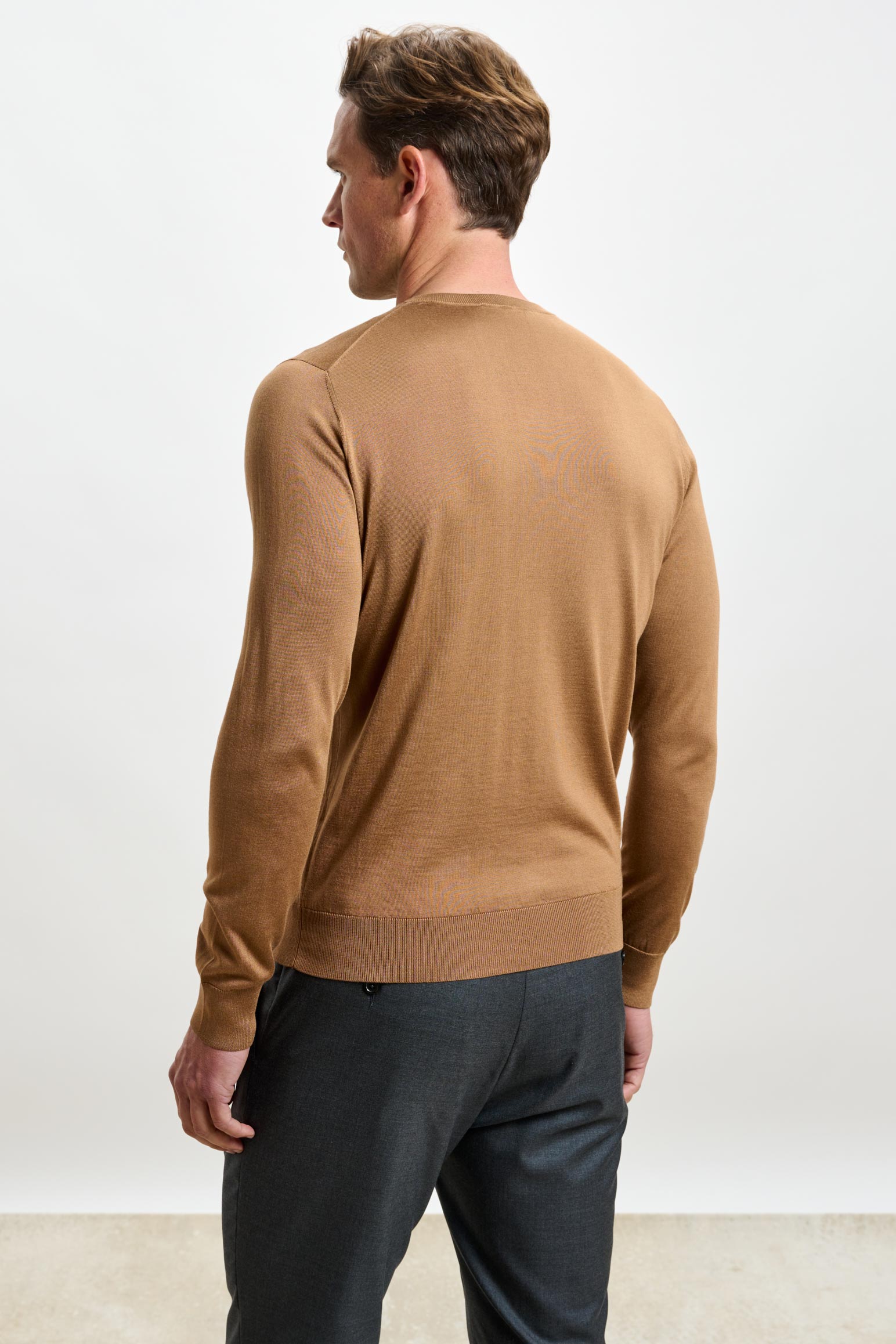 Tobacco Silk Crewe Long Sleeve Sweater — detail 3