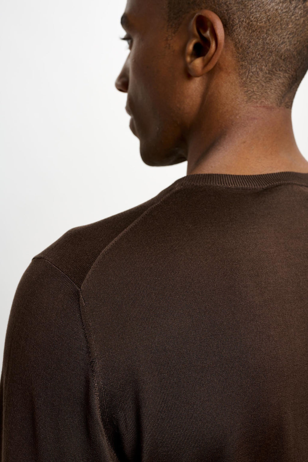 Chocolate Silk Crewe Long Sleeve Sweater — detail 3