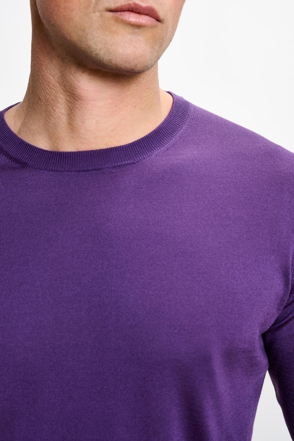 Violet Silk Crewe Long Sleeve Sweater — detail 1