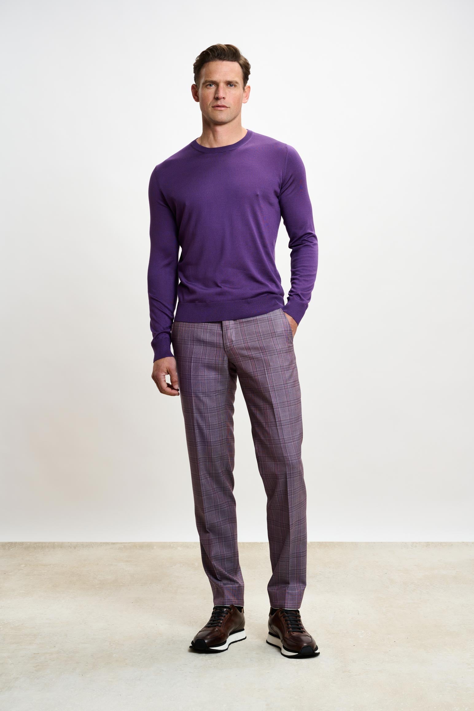 Violet Silk Crewe Long Sleeve Sweater — detail 3
