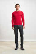 Carmine Silk Crewe Long Sleeve Sweater