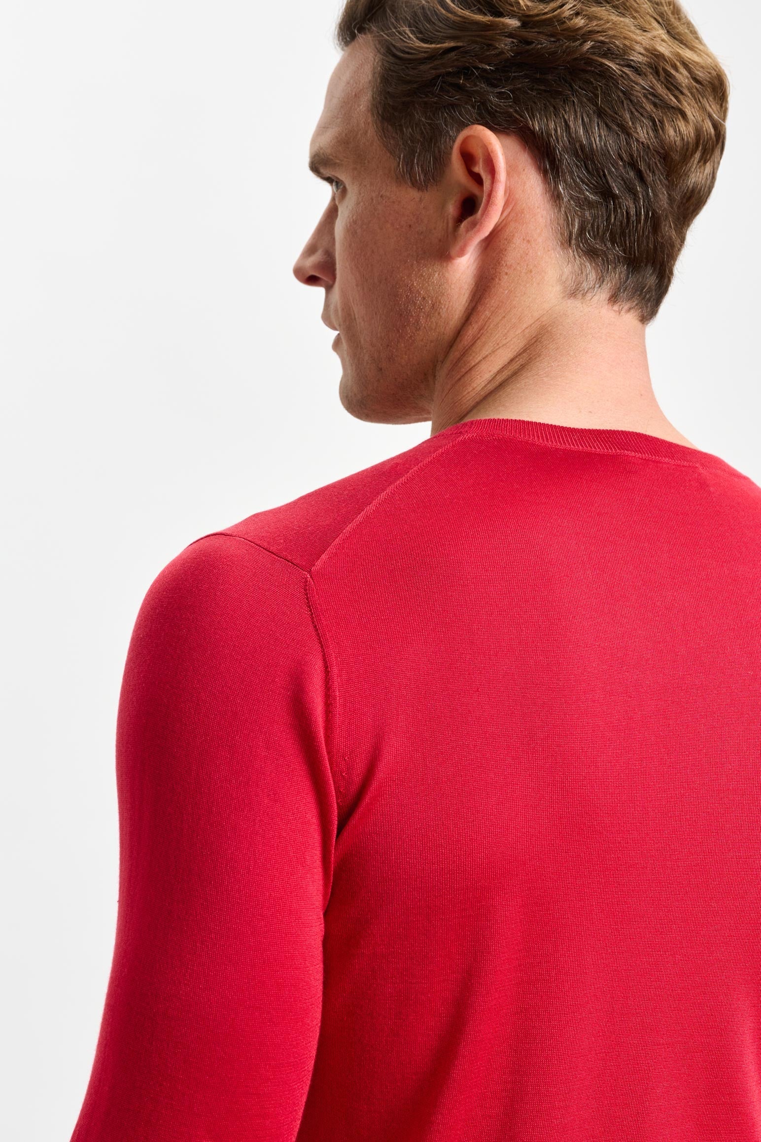 Carmine Silk Crewe Long Sleeve Sweater — detail 2