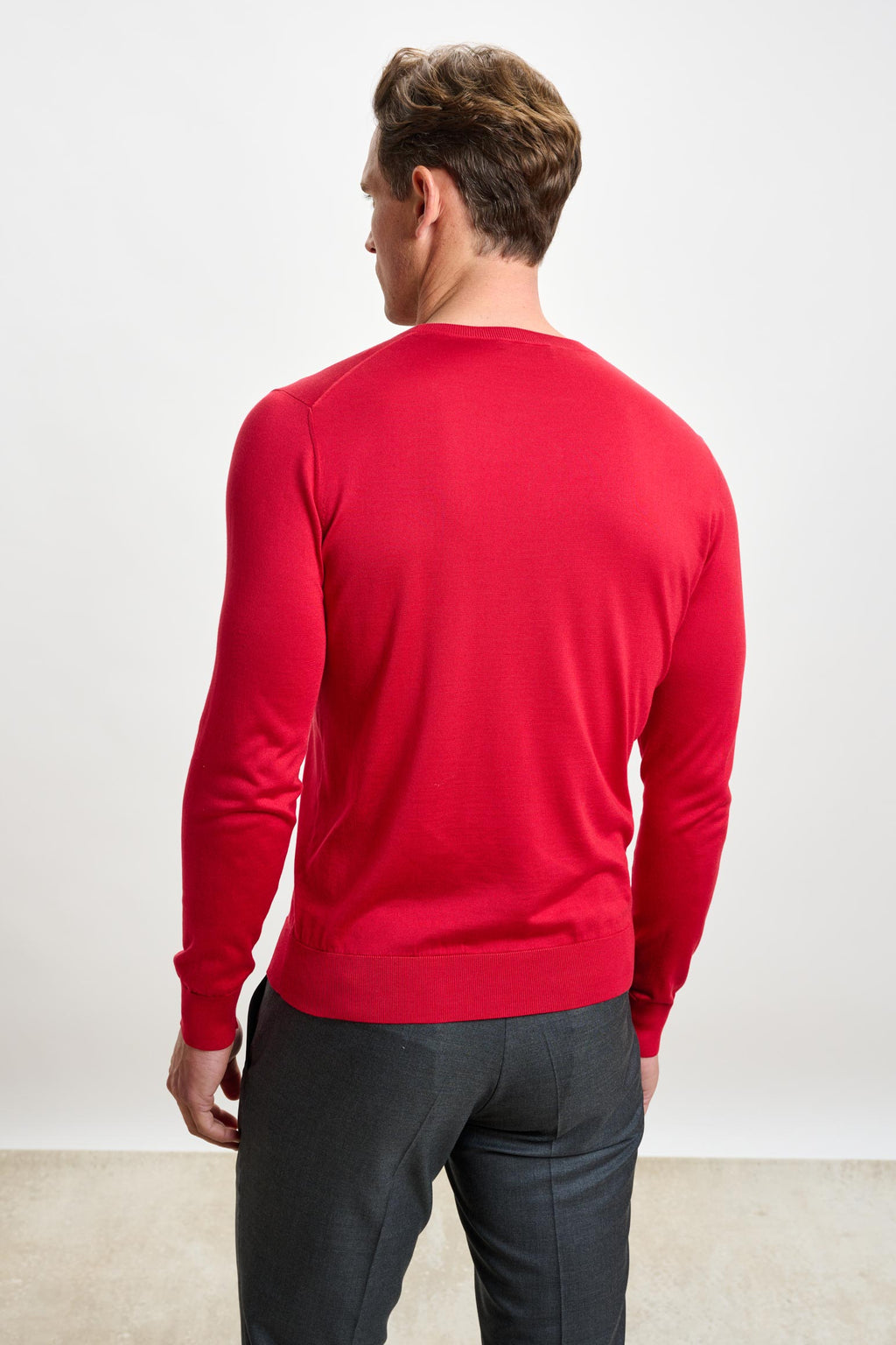 Carmine Silk Crewe Long Sleeve Sweater — detail 3