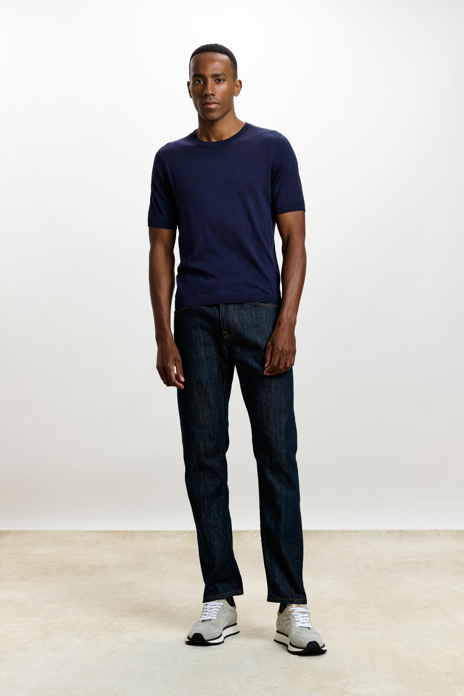 Midnight Blue Silk Penryn Short Sleeve Sweater — detail 1