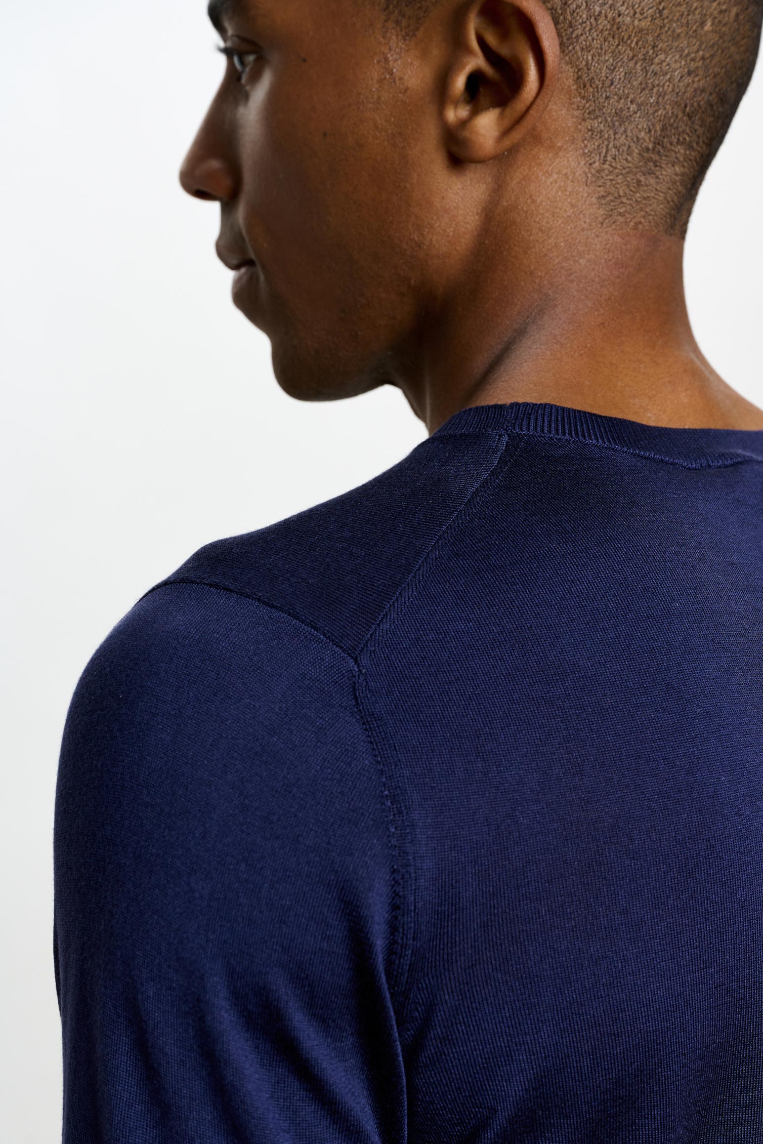 Midnight Blue Silk Penryn Short Sleeve Sweater — detail 3