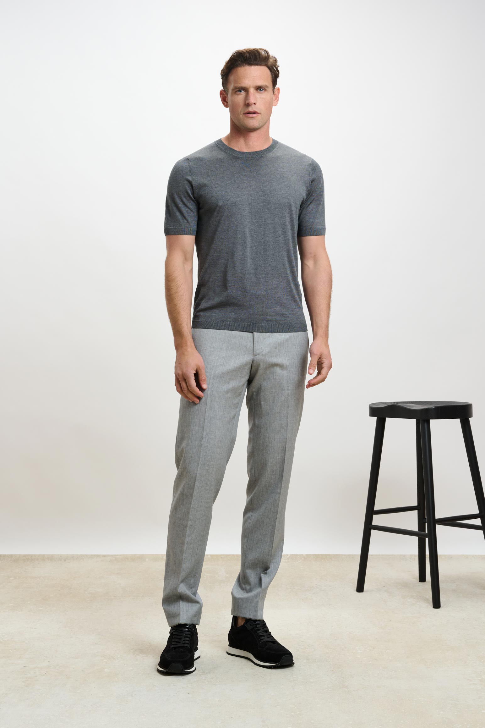 Grey Silk Penryn Short Sleeve Sweater — detail 1