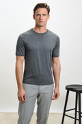 Grey Silk Penryn Short Sleeve Sweater
