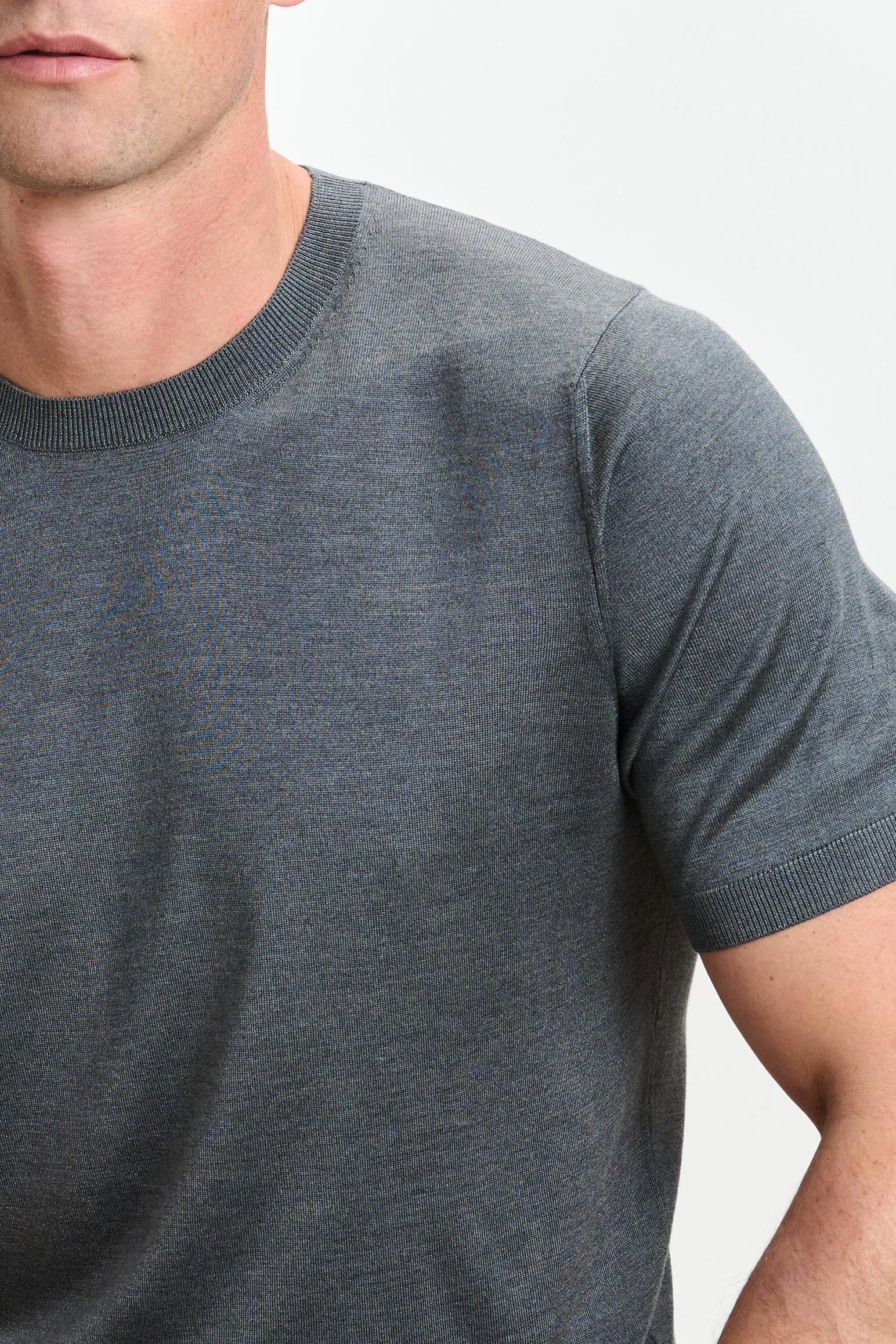 Grey Silk Penryn Short Sleeve Sweater — detail 3