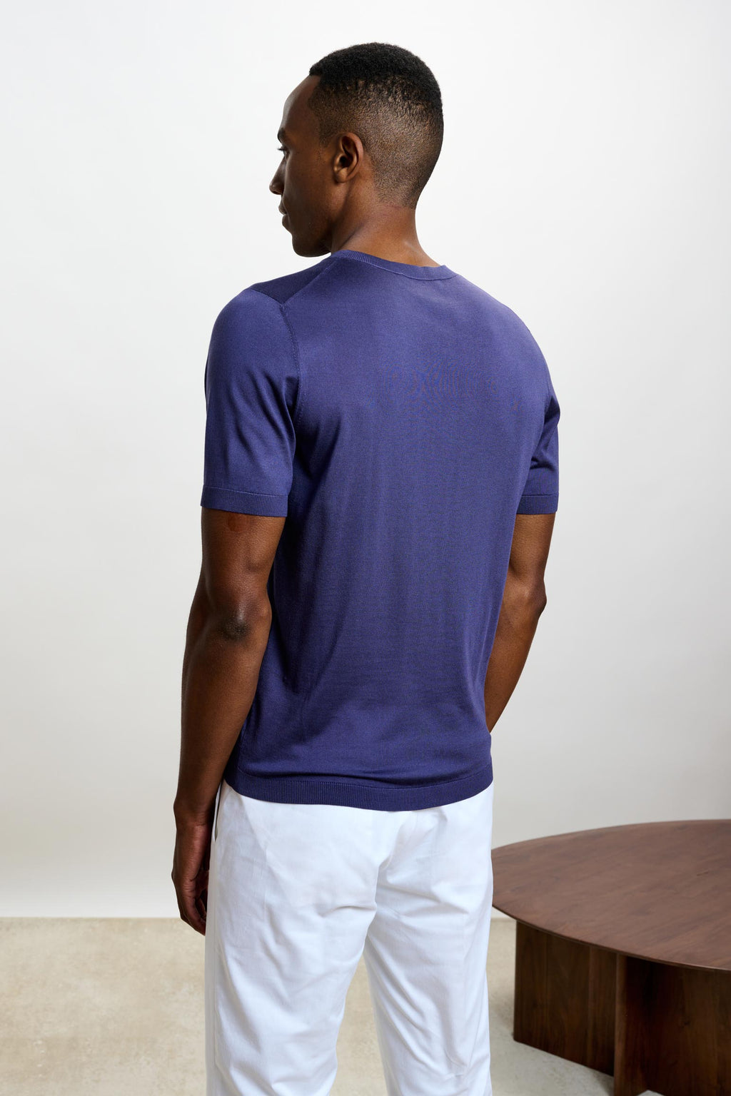 Navy Silk Penryn Short Sleeve Sweater — detail 2
