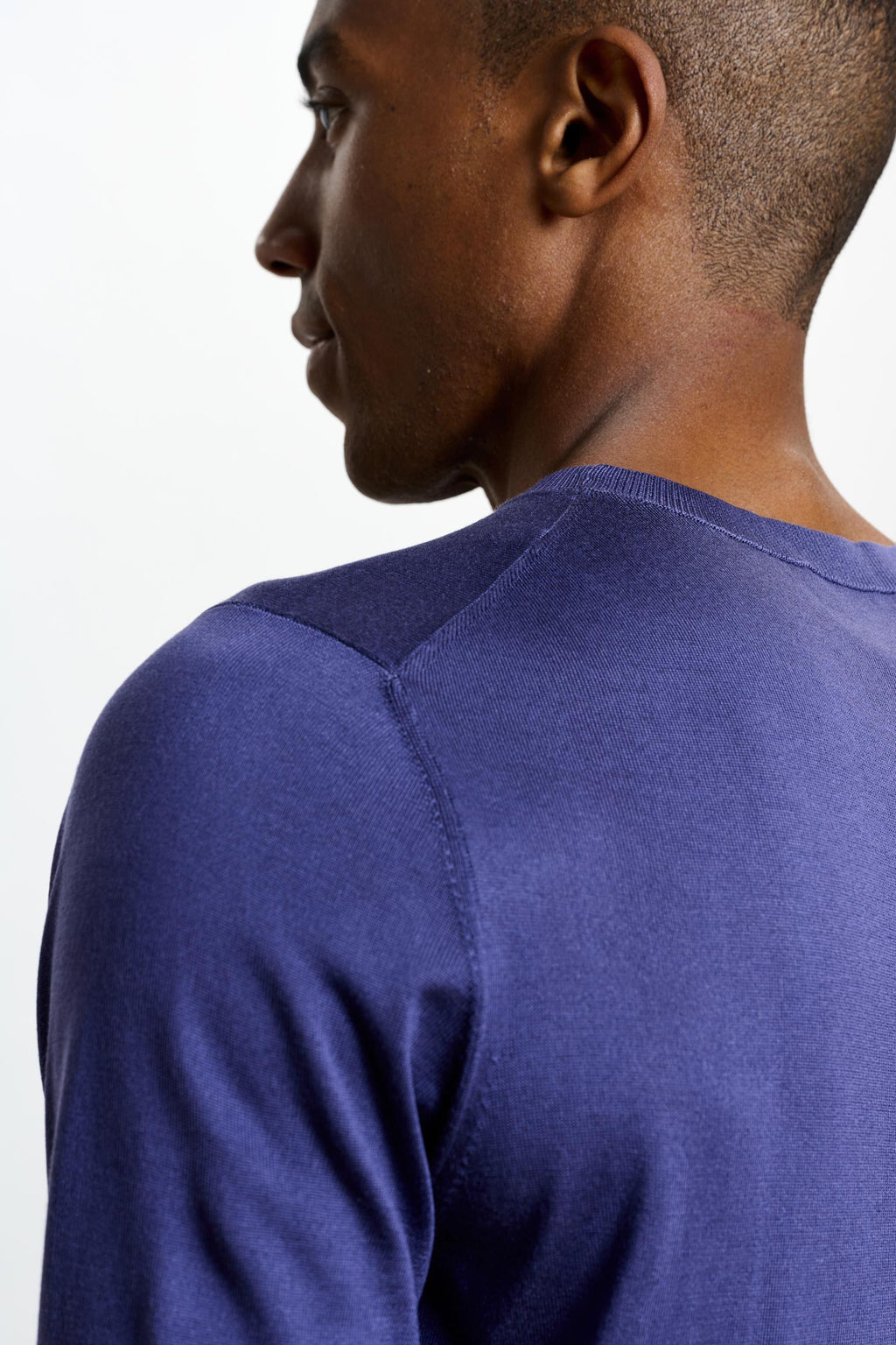 Navy Silk Penryn Short Sleeve Sweater — detail 3