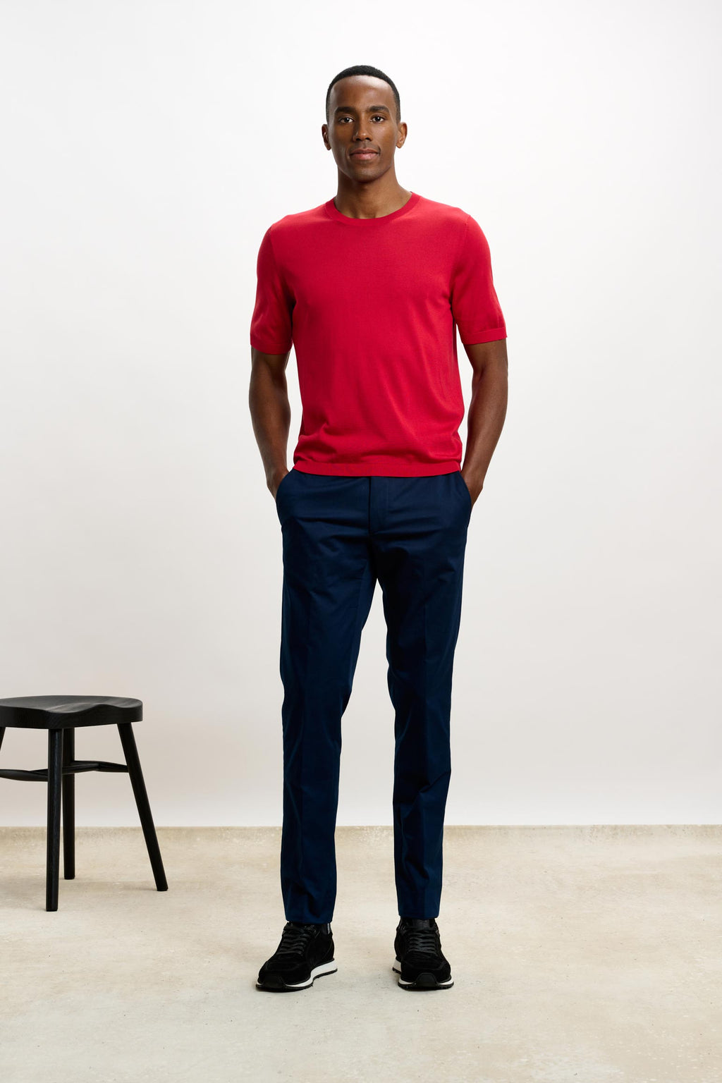 Carmine Silk Penryn Short Sleeve Sweater — detail 1