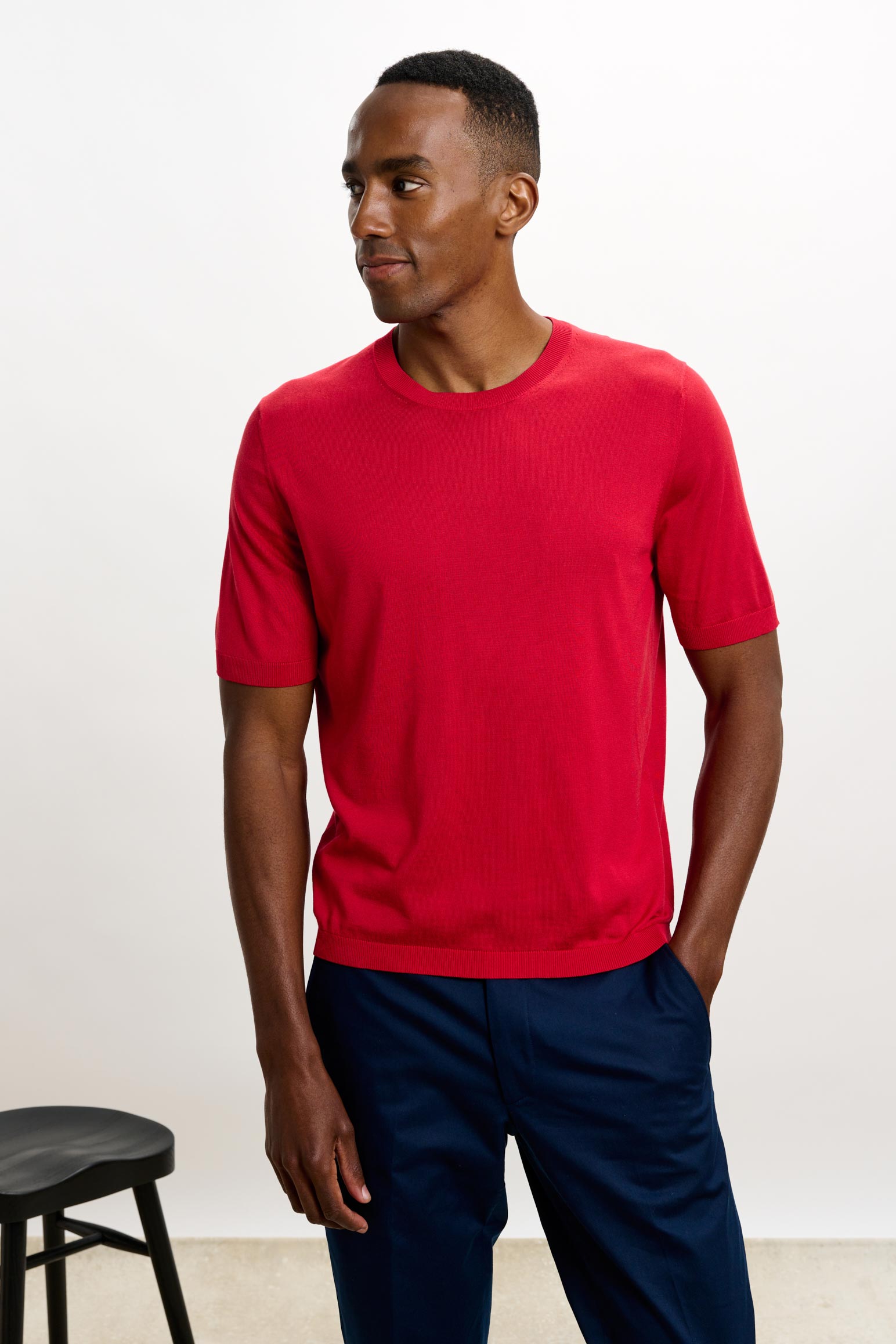 Carmine Silk Penryn Short Sleeve Sweater