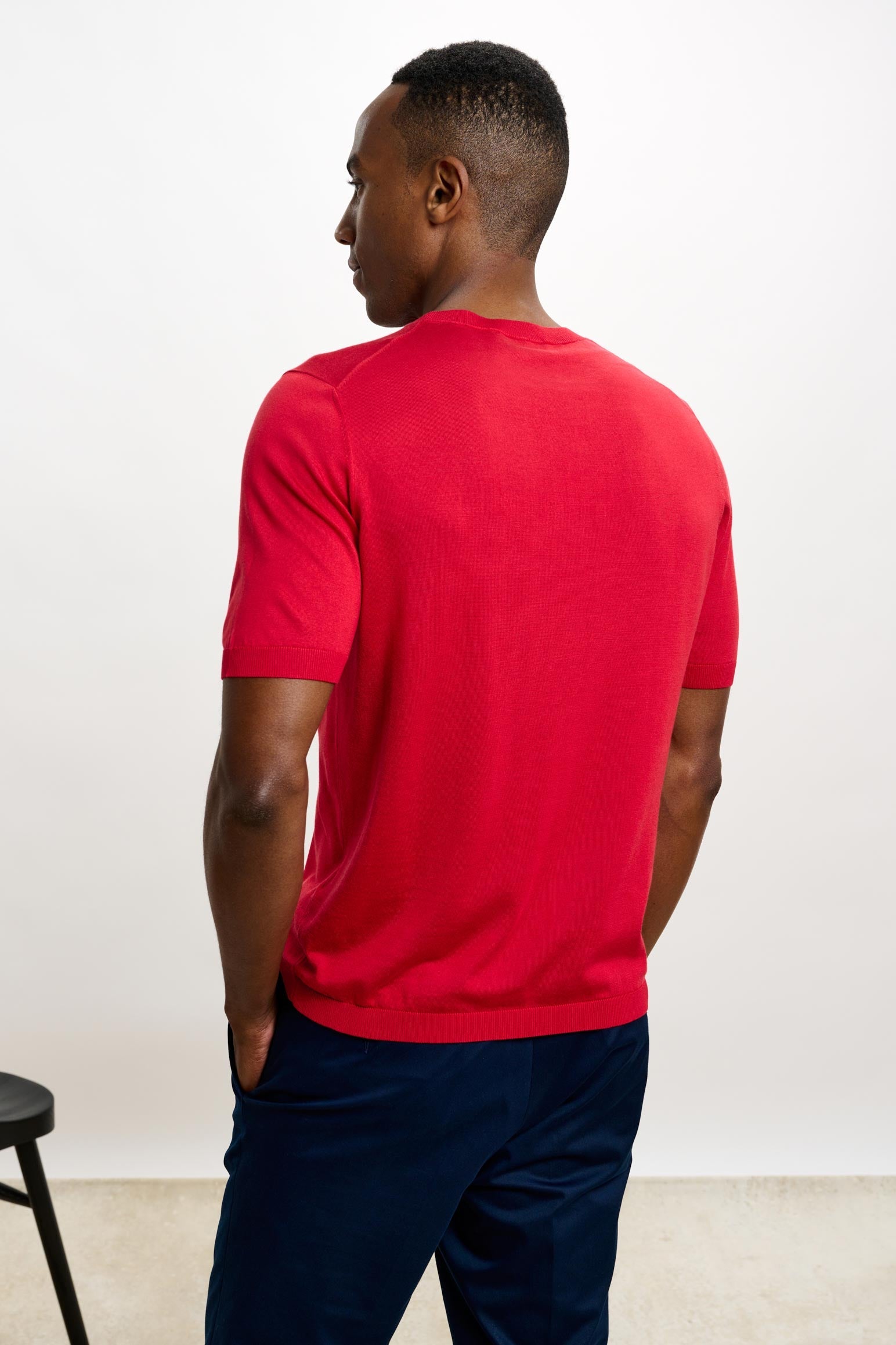 Carmine Silk Penryn Short Sleeve Sweater — detail 2