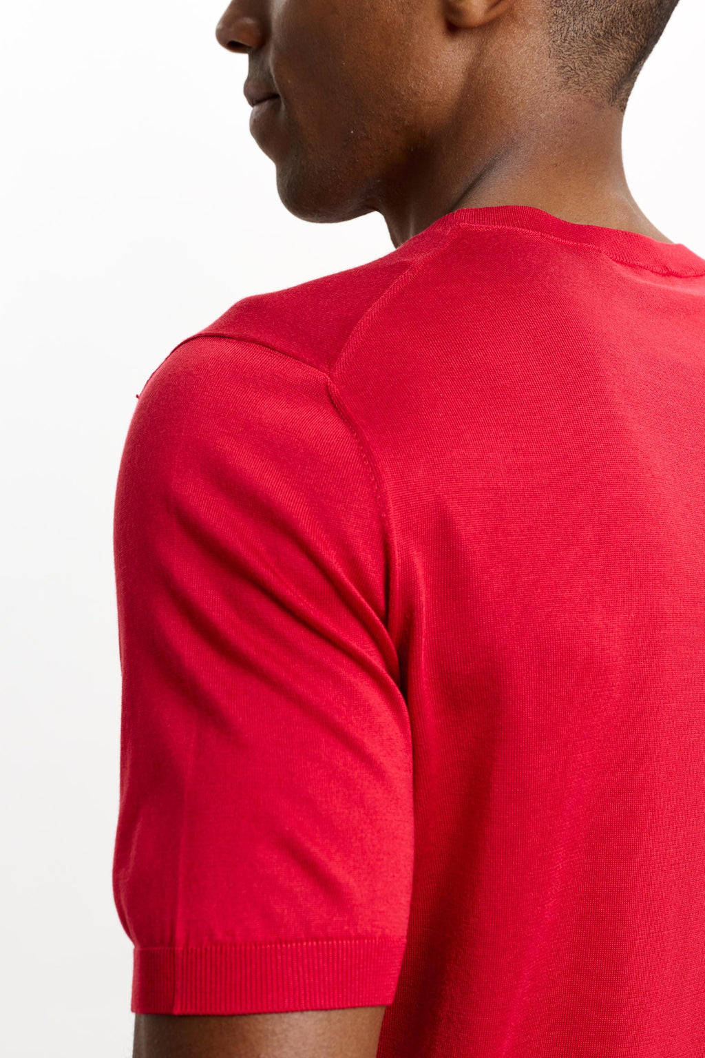 Carmine Silk Penryn Short Sleeve Sweater — detail 3
