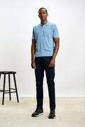 Cerulean Melange Linen & Cotton Kelso Knitwear Polo