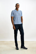 Blue Linen & Cotton Kelso Knitwear Polo