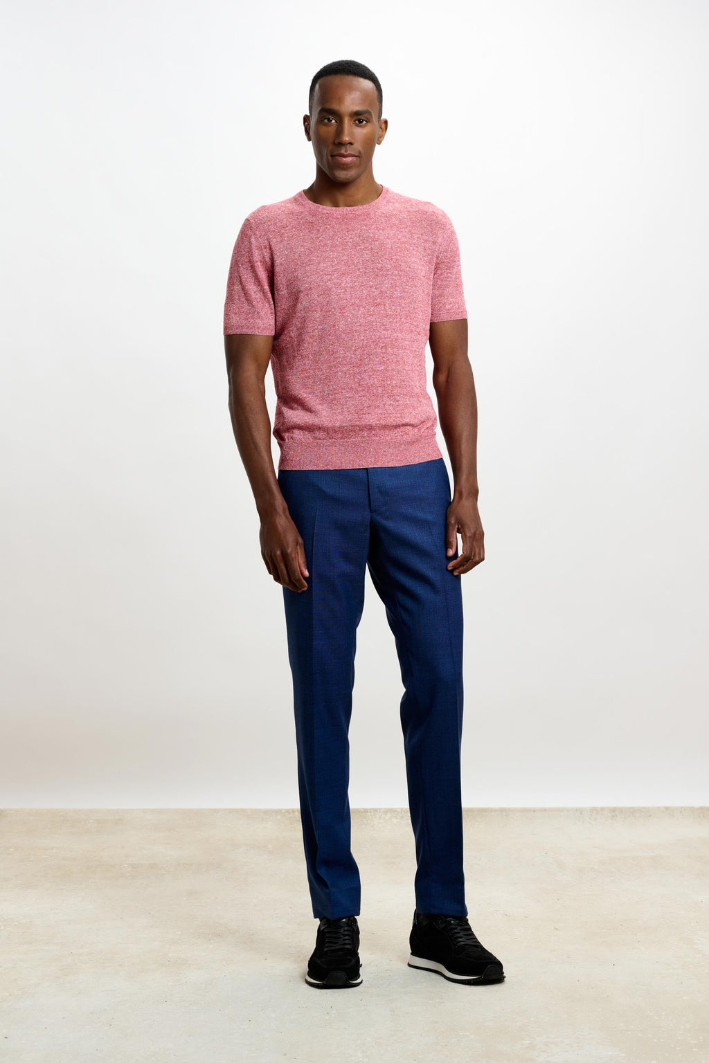 Red Melange Linen & Cotton Sefton Knitwear Crew