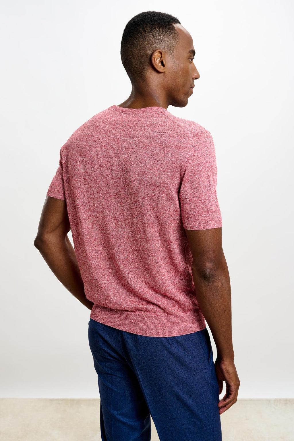 Red Melange Linen & Cotton Sefton Knitwear Crew — detail 1