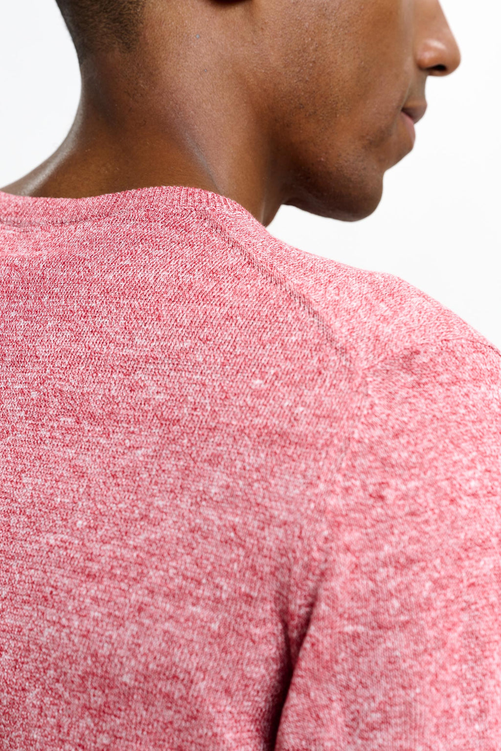 Red Melange Linen & Cotton Sefton Knitwear Crew — detail 2