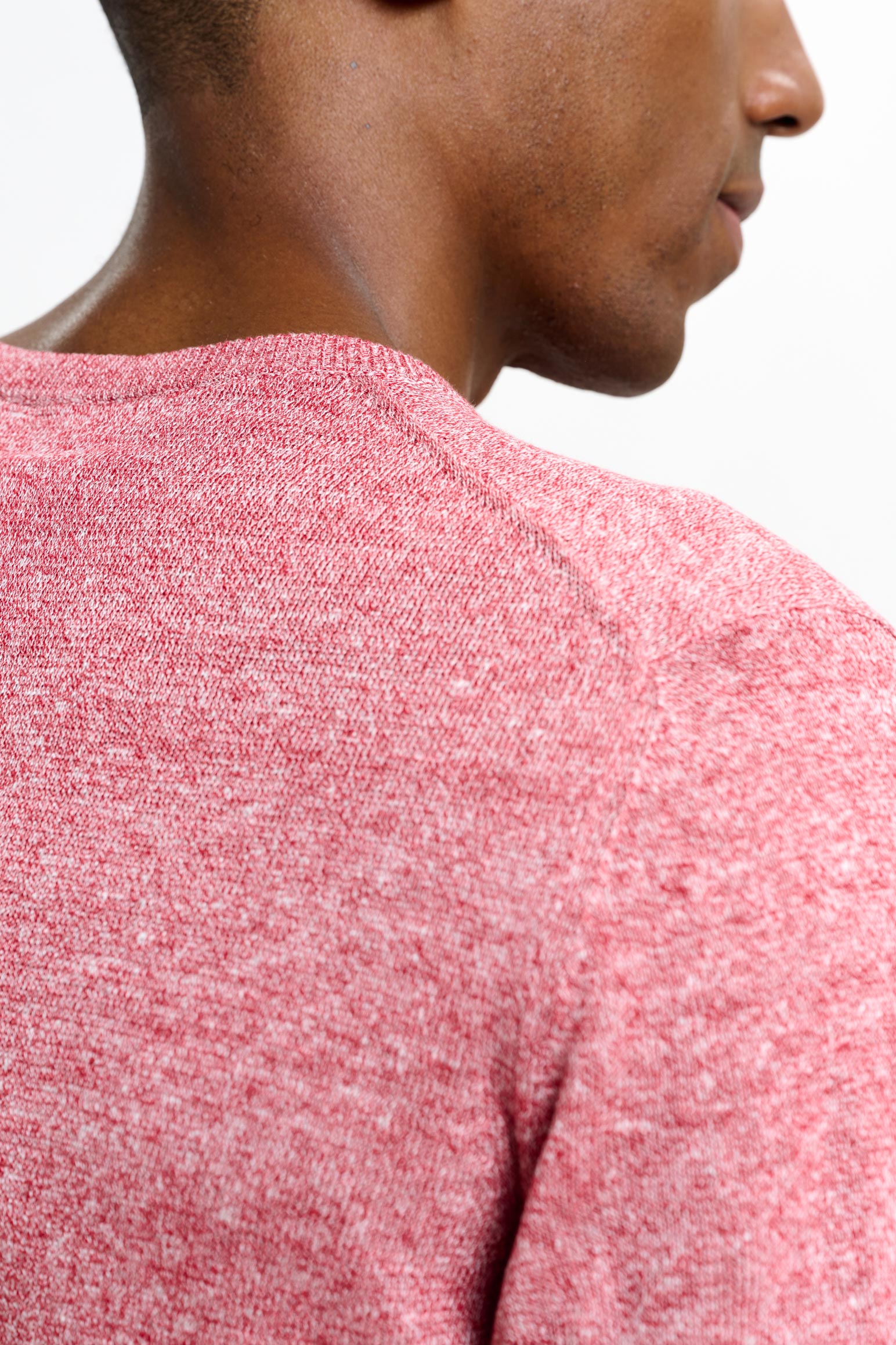 Red Melange Linen & Cotton Sefton Knitwear Crew — detail 2