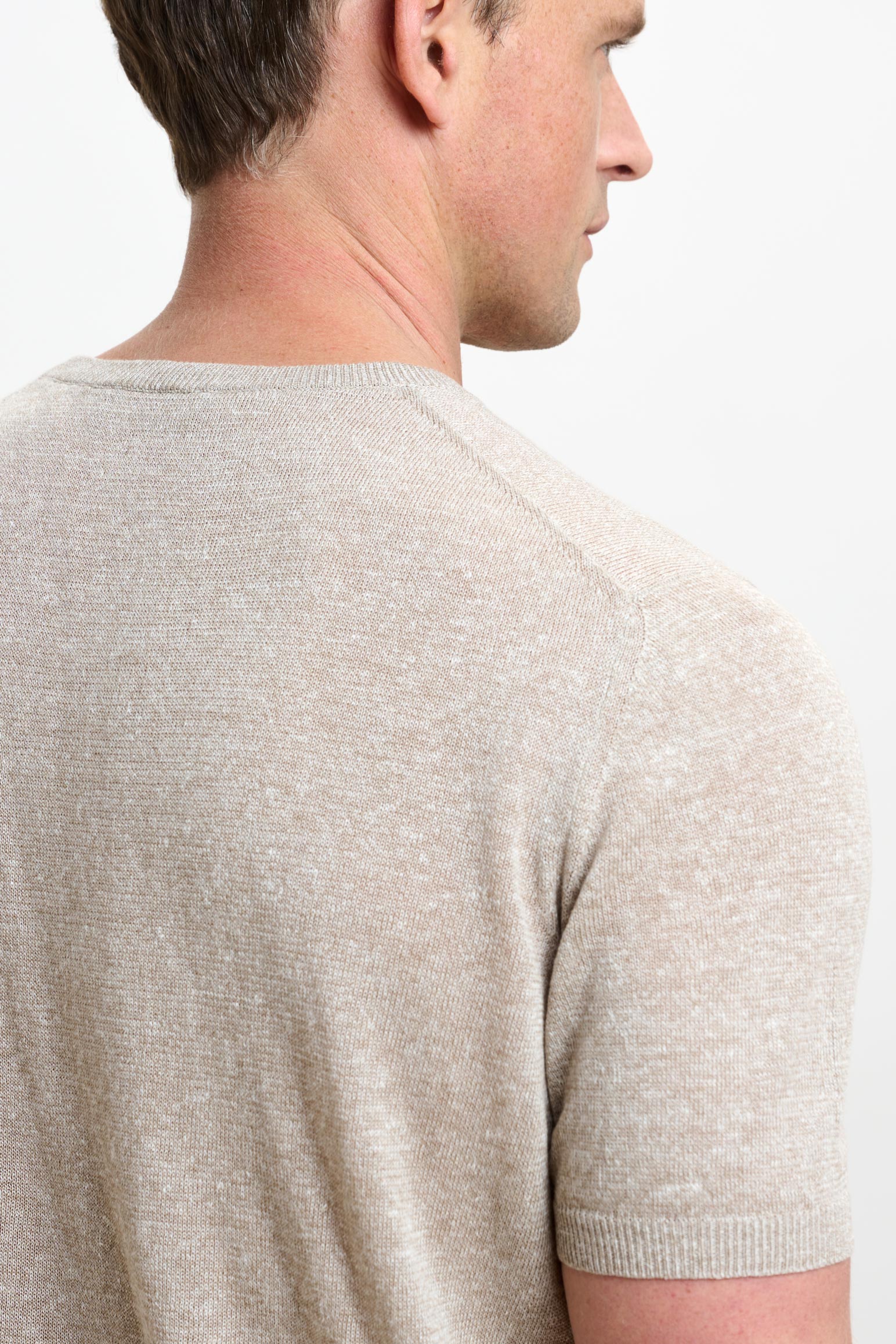 Beige Linen & Cotton Sefton Knitwear Crew — detail 4