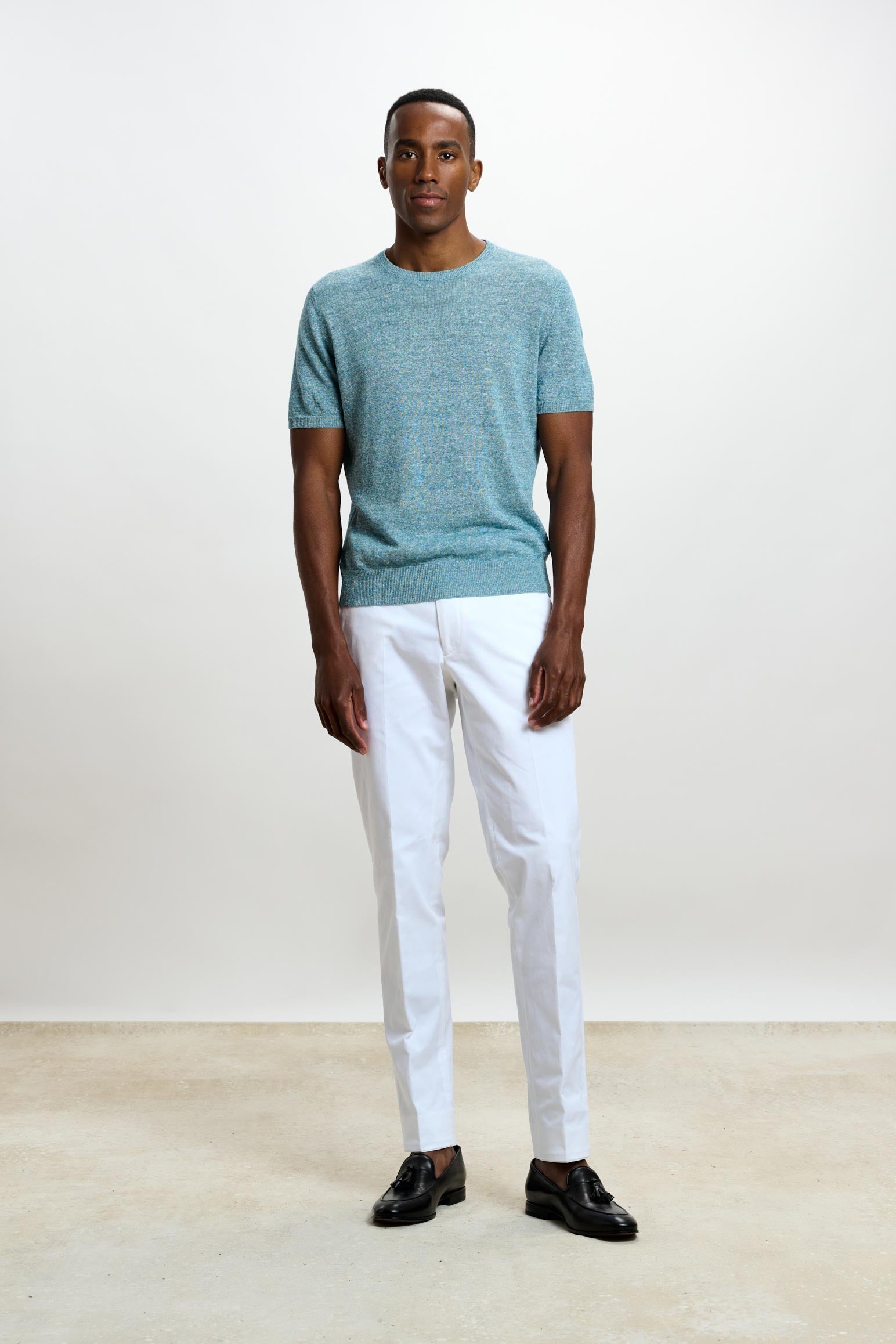 Aquamarine Linen & Cotton Sefton Knitwear Crew — detail 1