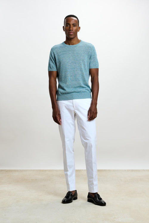 Aquamarine Linen & Cotton Sefton Knitwear Crew — detail 1