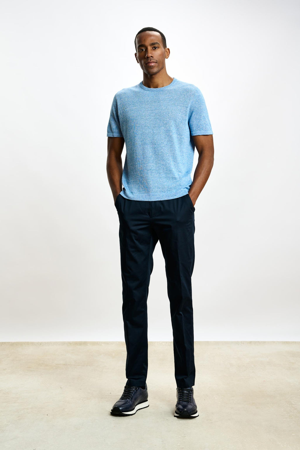 Cerulean Linen & Cotton Sefton Short Sleeve Knitwear — detail 3