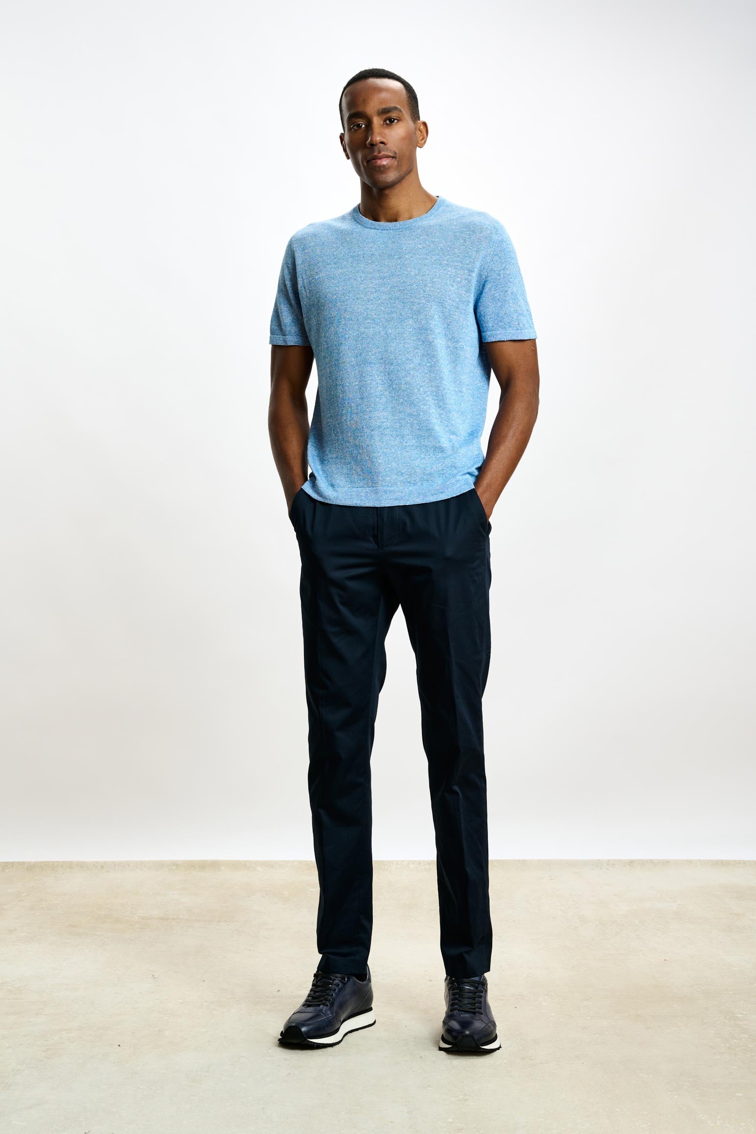 Cerulean Linen & Cotton Sefton Short Sleeve Knitwear — detail 3