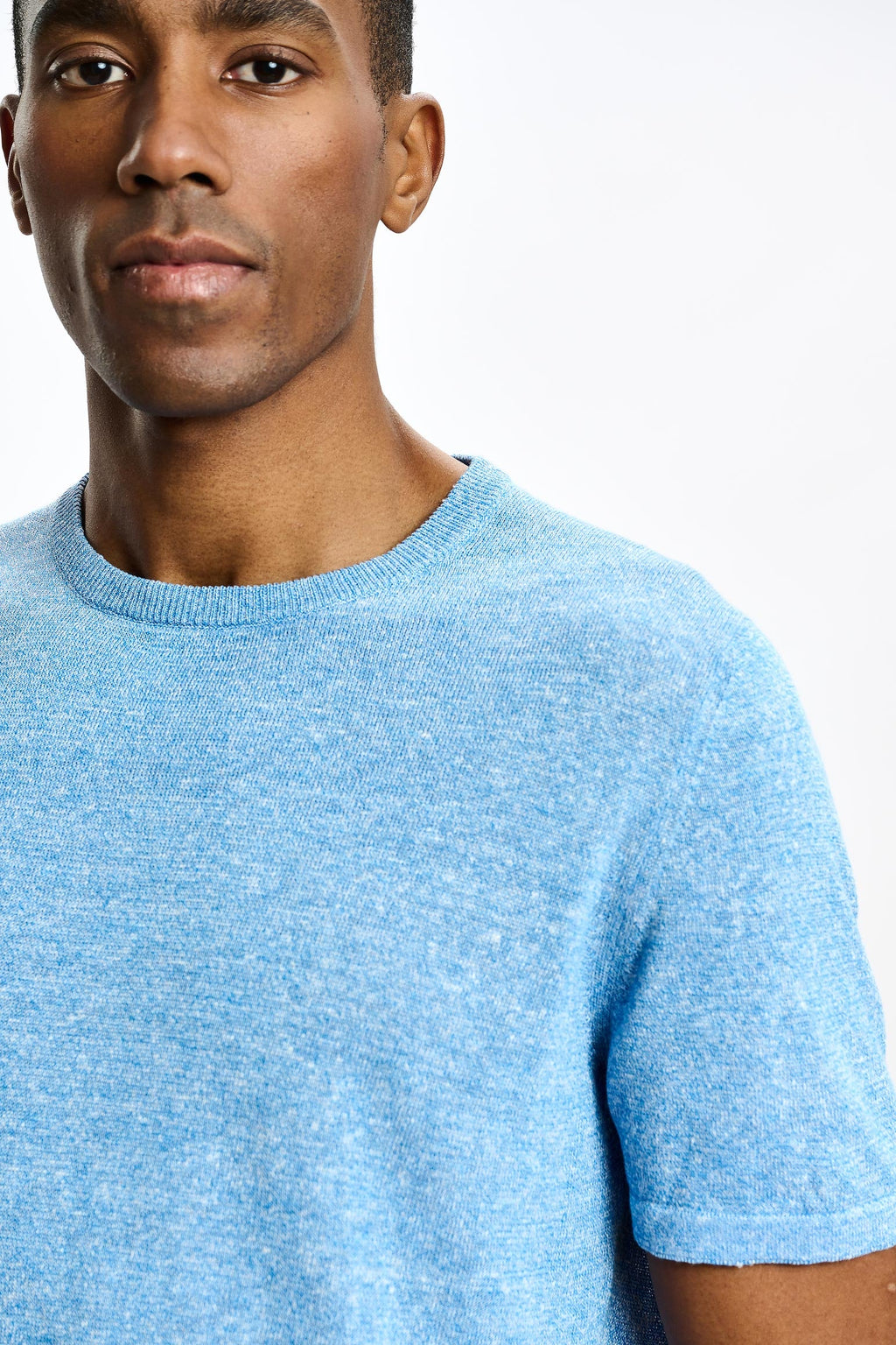 Cerulean Linen & Cotton Sefton Short Sleeve Knitwear — detail 1