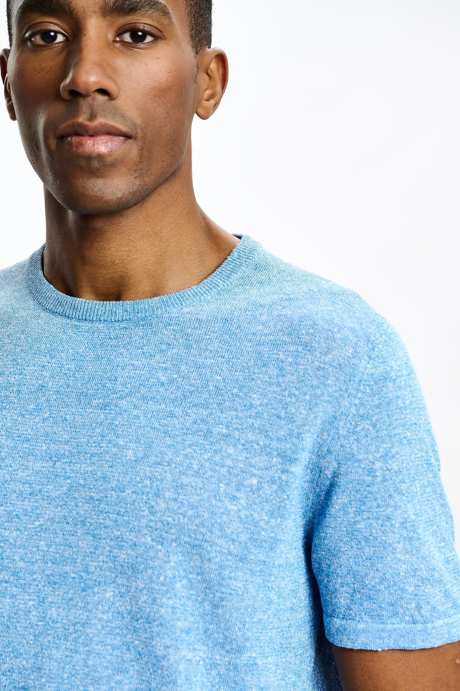 Cerulean Linen & Cotton Sefton Short Sleeve Knitwear — detail 1