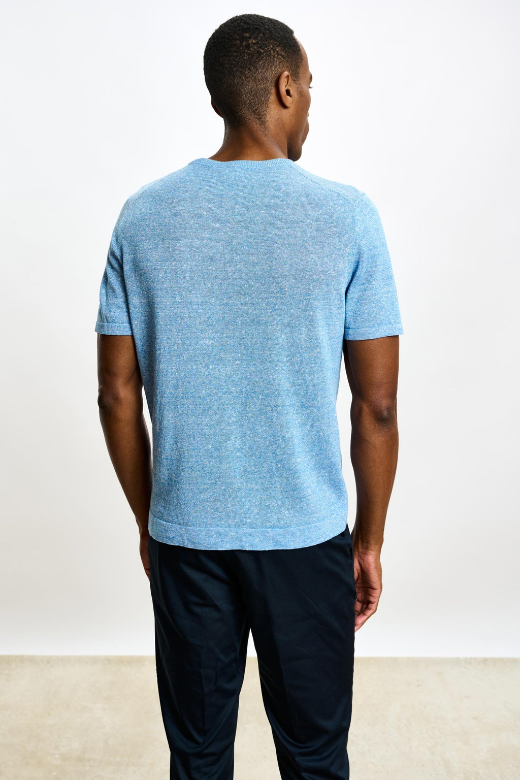 Cerulean Linen & Cotton Sefton Short Sleeve Knitwear — detail 4