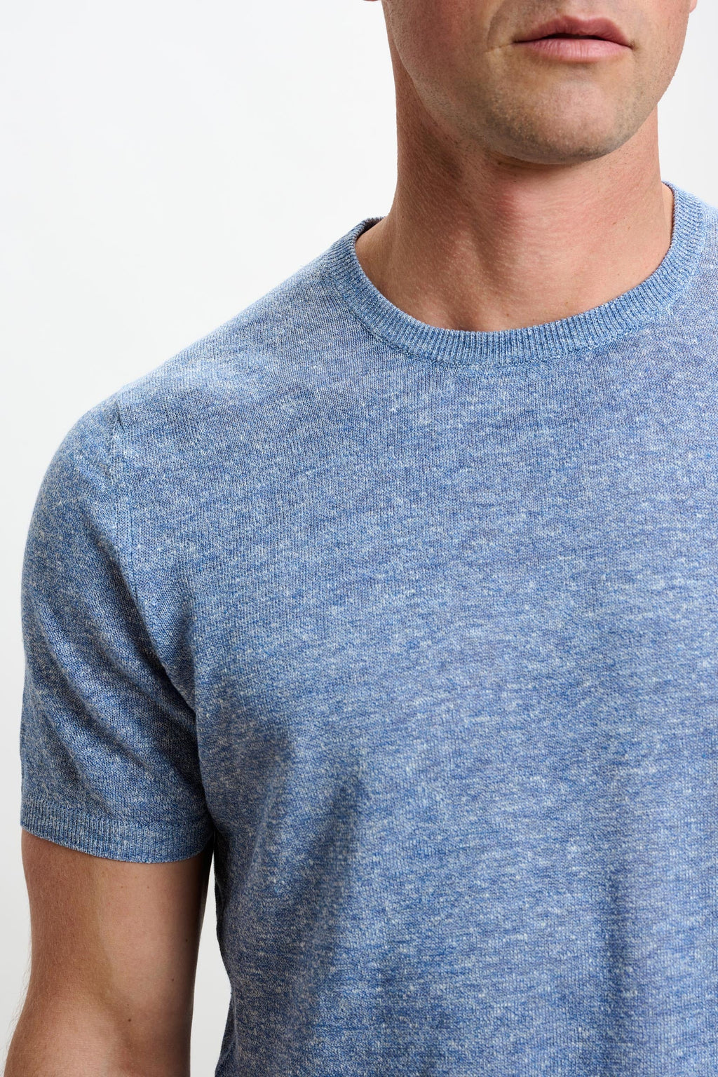 Steel Blue Linen & Cotton Sefton Knitwear Crew — detail 1