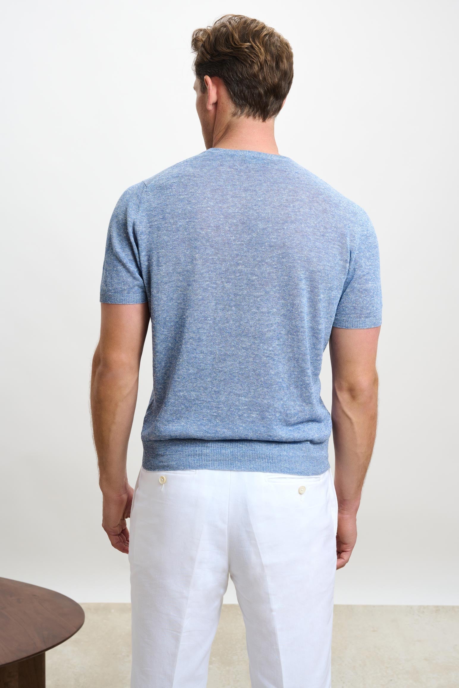 Steel Blue Linen & Cotton Sefton Knitwear Crew — detail 2