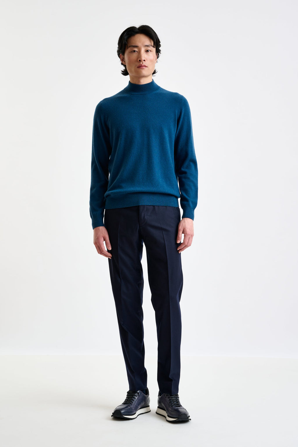 Pilot Blue Wool & Cashmere Evanton Mockneck Knit — detail 3