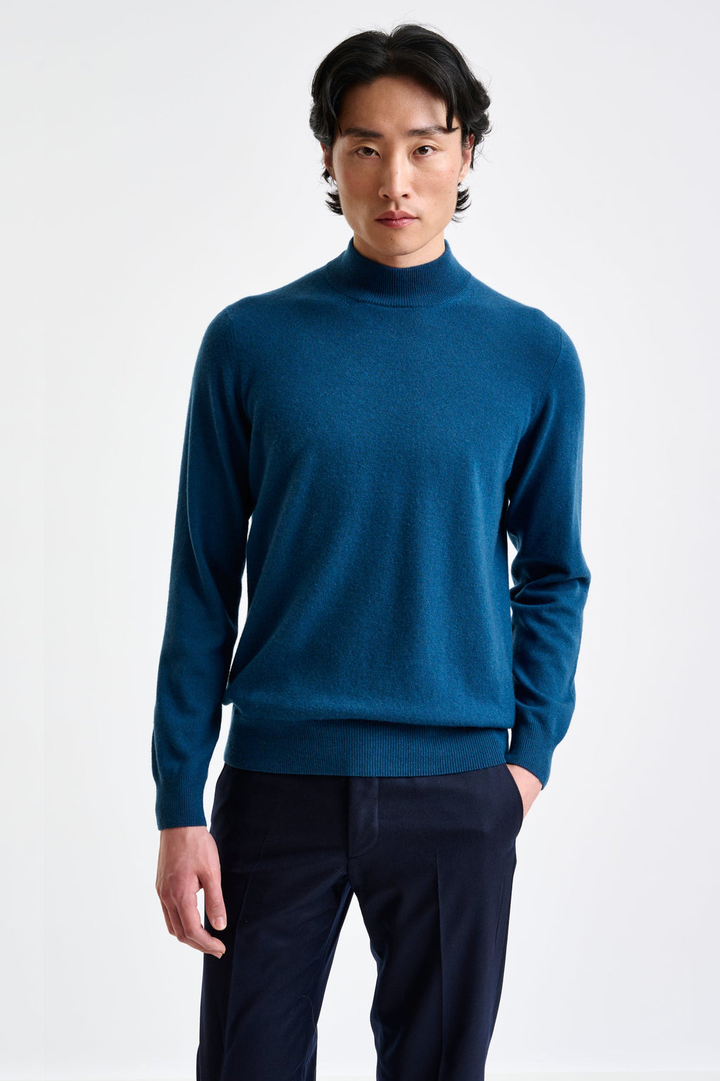 Pilot Blue Wool & Cashmere Evanton Mockneck Knit