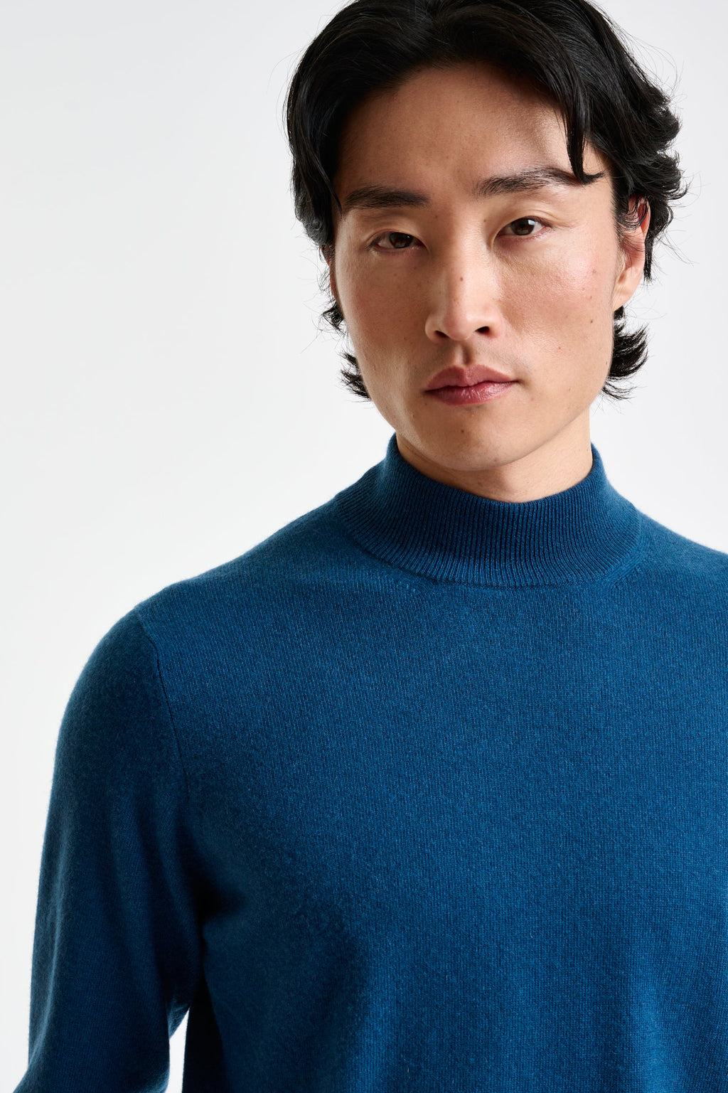 Pilot Blue Wool & Cashmere Evanton Mockneck Knit — detail 1