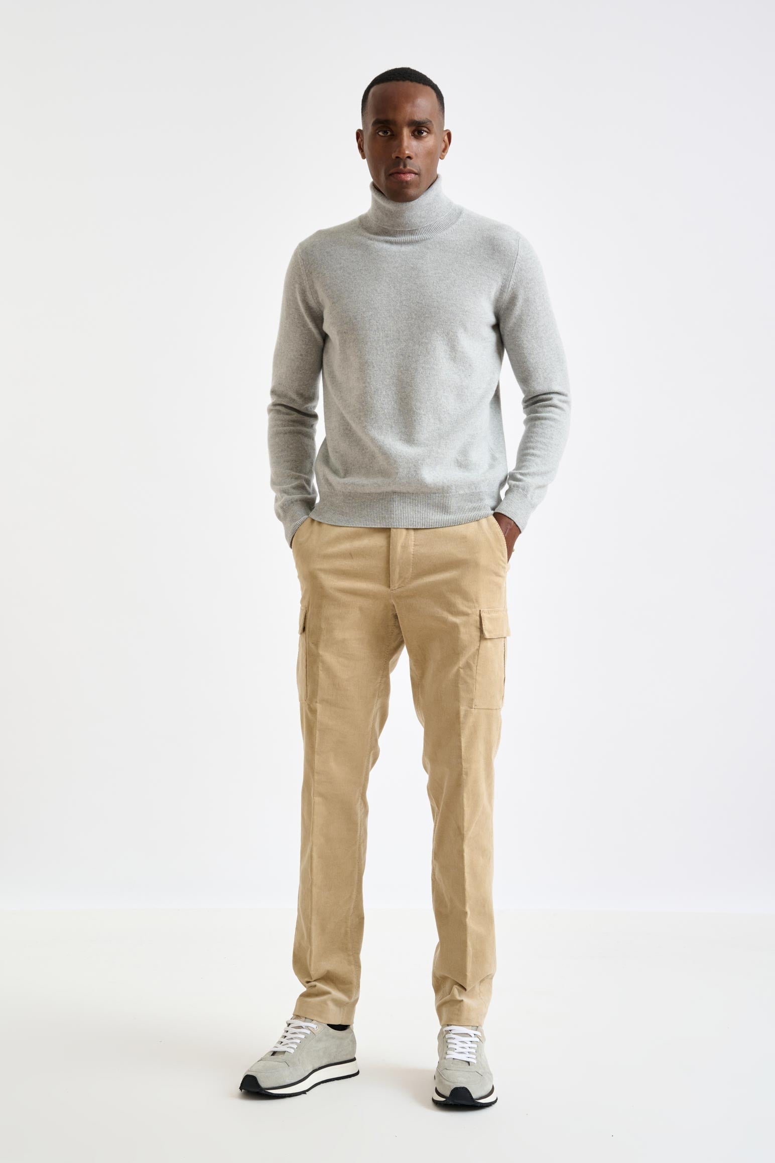 Light Grey Melange Wool & Cashmere Drumberg Rollneck Knit — detail 2