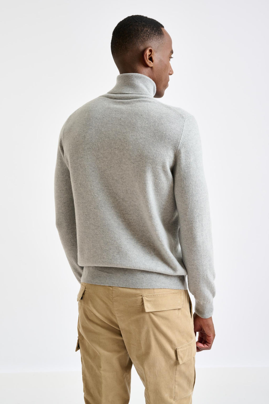 Light Grey Melange Wool & Cashmere Drumberg Rollneck Knit — detail 1