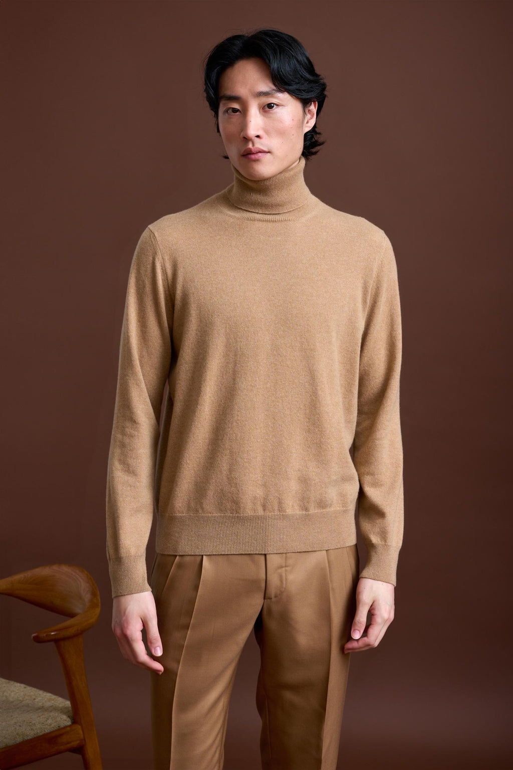 Light Camel 100% Cashmere Drumberg Rollneck Knit — detail 1